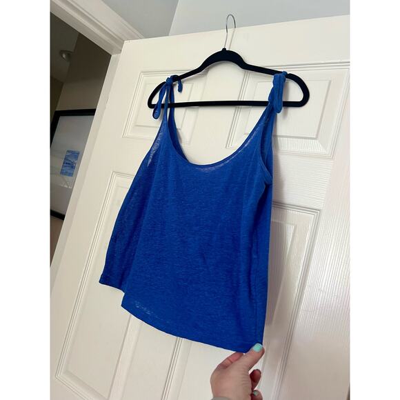 Ba&sh Boxy Short Crop Tank Top Blue Sleeveless Size 0 Designer Luxury Brand - Picture 3 of 7